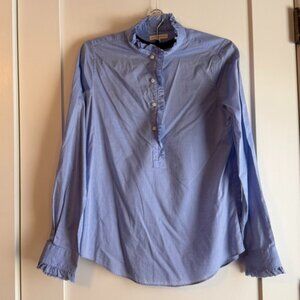 Ann Mashburn Frill Shirt in Soft Cotton Chambray